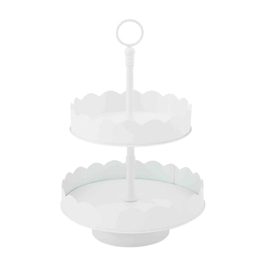 White Scalloped Tiered Server