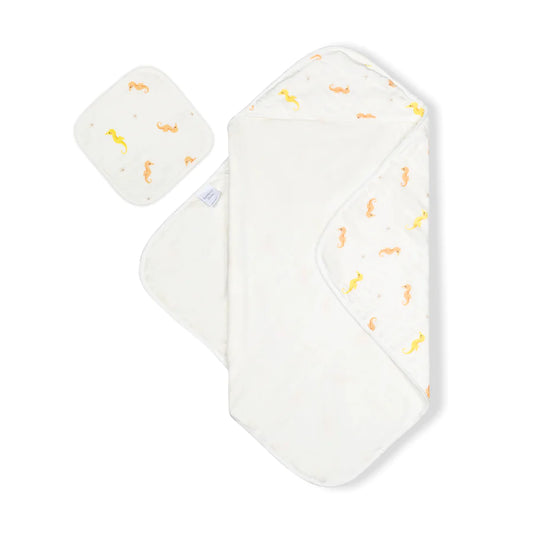 Seahorse Baby Towel and Washcloth Set