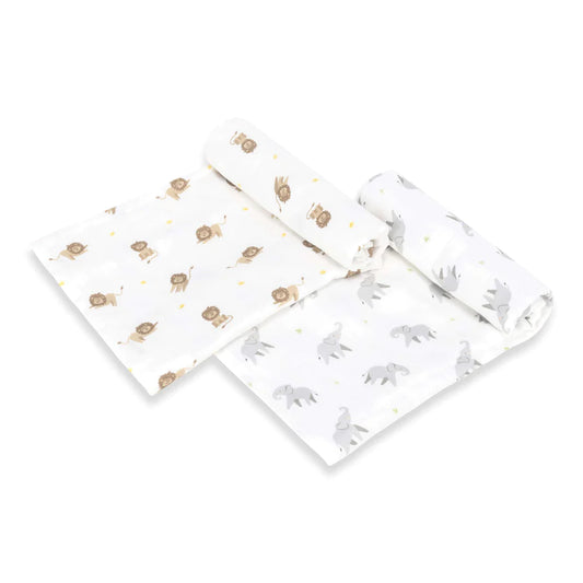 Lion & Elephant Swaddle Set