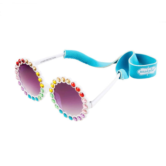 Toddler White Round Sunglass Set