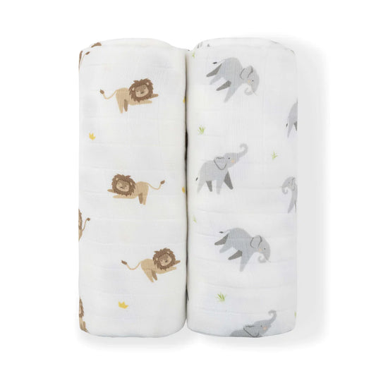 Lion & Elephant Swaddle Set