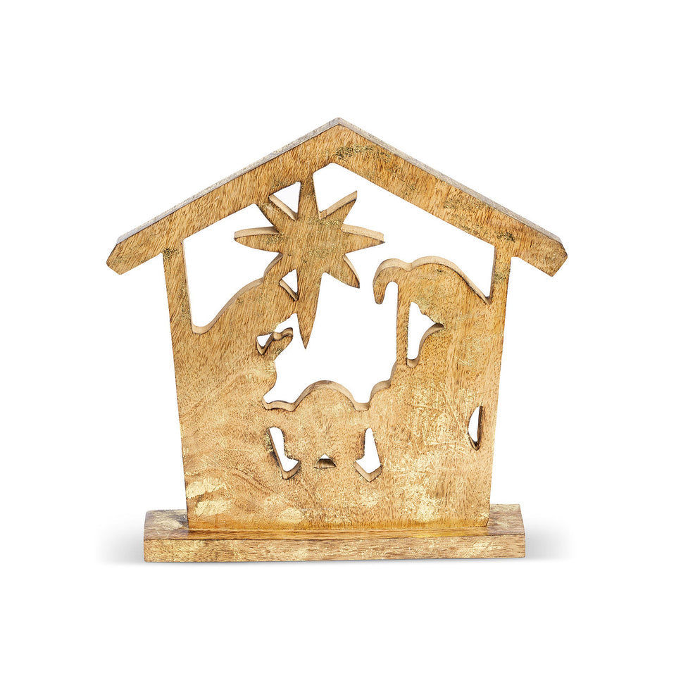 Wood and Gold Nativity Sitter