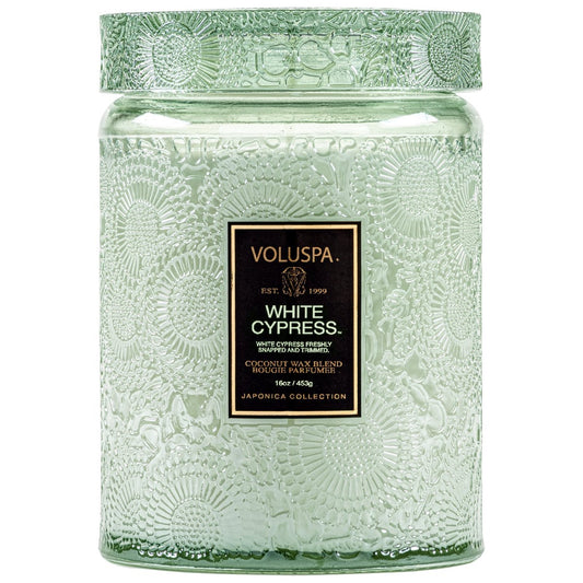 White Cypress Large Glass Jar