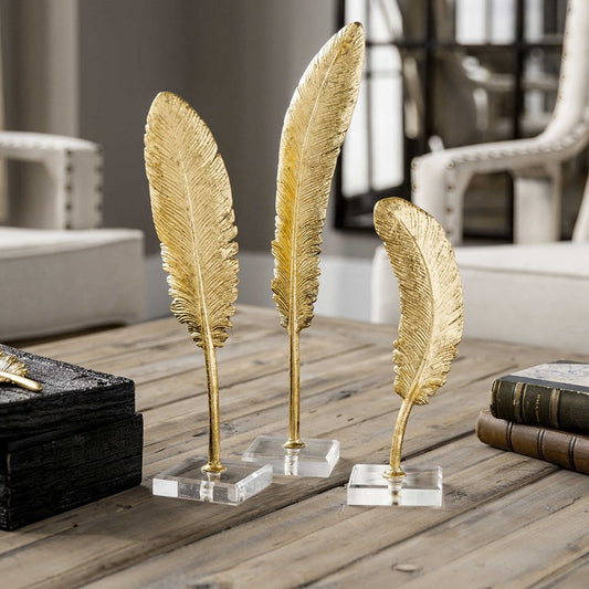 Gold Feather Sculpture