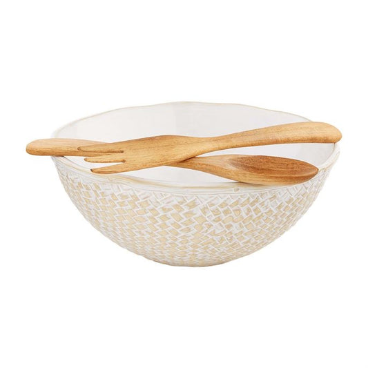 White Basket Weave Bowl Set