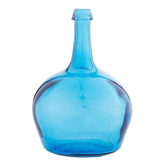 Blue Bottleneck Glass Vase